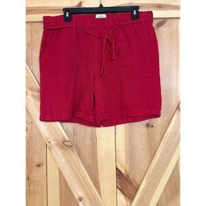 St. John's Bay Red Stretchy Linen Coastal Fishermen Beach Summer Shorts Sz L